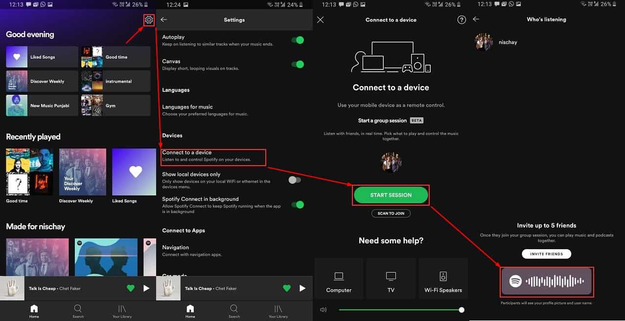 Scanning QR Code To Join Spotify Group Session