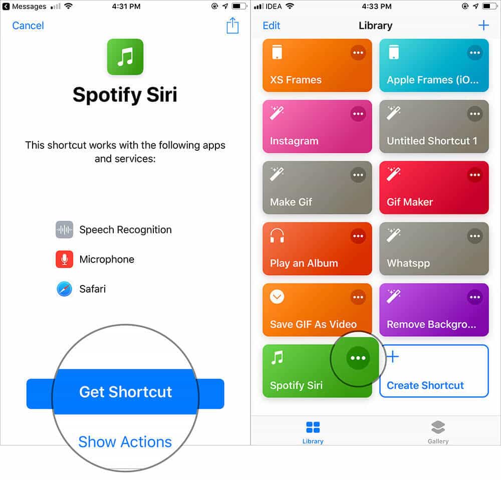 Spotify Siri Get Shortcut