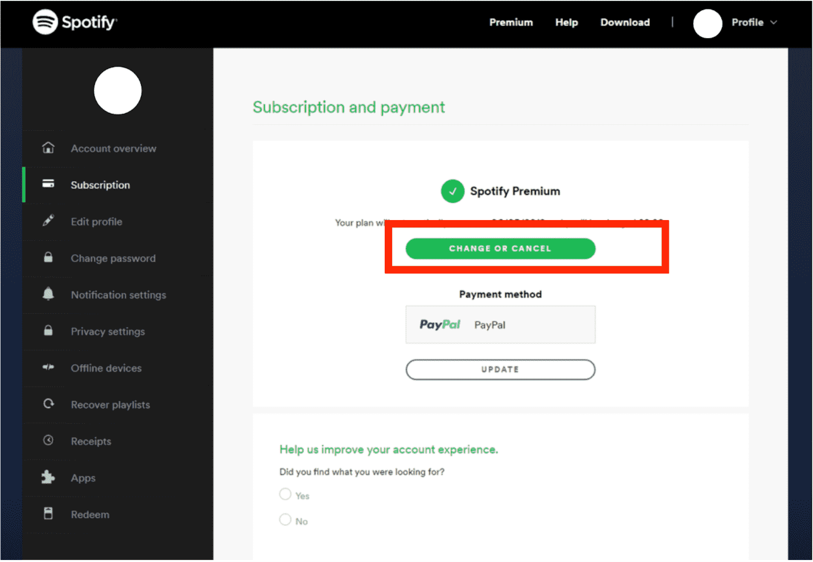 Spotify Premium Change Or Cancel