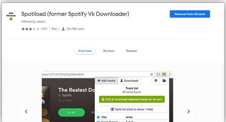 Лучшее расширение Chrome Spotify - Spotify VK Downloader