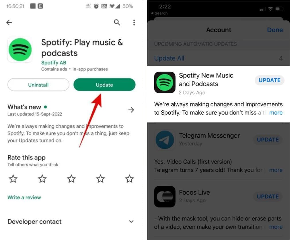 Update The Spotify Application