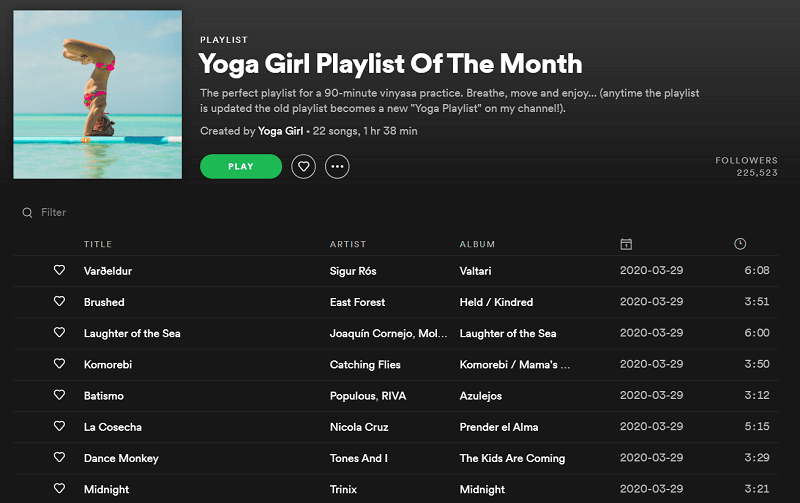 Best Spotify Workout Playlists Yoga Girl Playlist of The Month