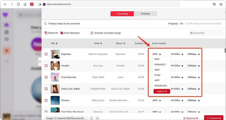 Select Output Format
