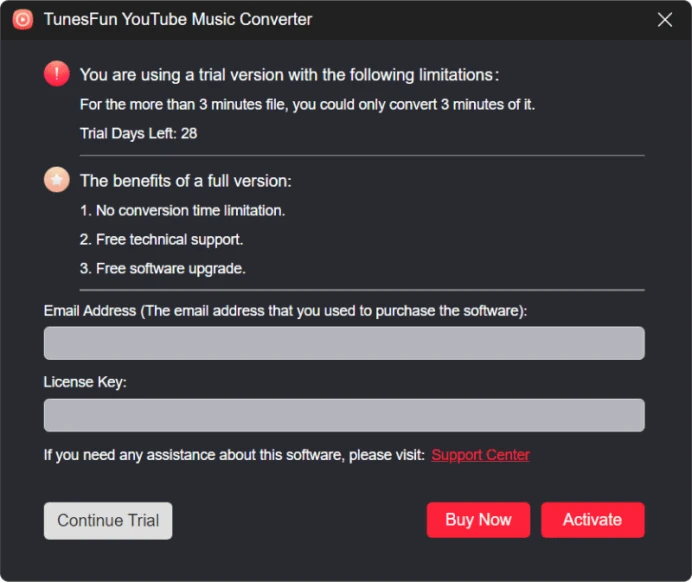 Come attivare TunesFun Convertitore di musica su YouTube