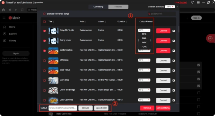 Come selezionare il formato di output delle tracce musicali di YouTube